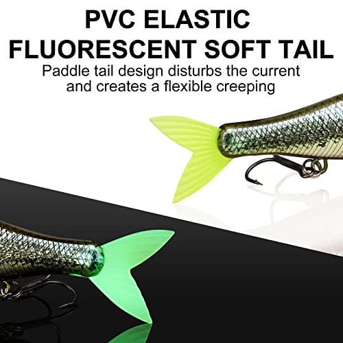 TRUSCEND Swimmax Easy Catch Fishing Lures with BKK Hooks, Wiggling, Vibrating, Rattling and Gurgling for More Bites, Heavy-Duty Dyneema Fiber Jointed Swimbaits for Bass, Trout, Crappie, Walleye, Pike - color: C1-5.5",1oz