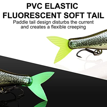 TRUSCEND Swimmax Easy Catch Fishing Lures with BKK Hooks, Wiggling, Vibrating, Rattling and Gurgling for More Bites, Heavy-Duty Dyneema Fiber Jointed Swimbaits for Bass, Trout, Crappie, Walleye, Pike - color: C1-5.5",1oz