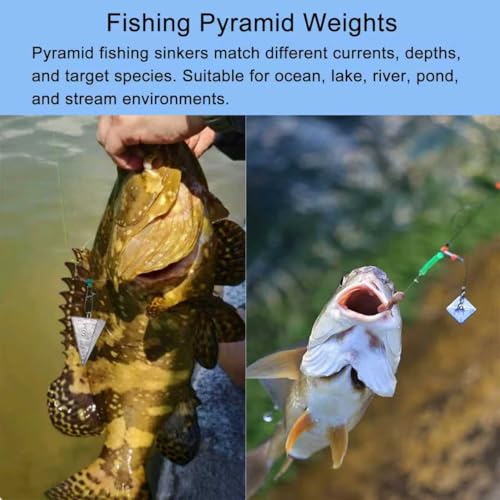 SIWIRIOM Pyramid Sinkers for Surf & Saltwater 6 Pack Fishing Weights Lead Sinkers with Slider Universal Connectors, Fishing Weights Assortment Kits Fishing Gear Tackle 1oz 2oz 3oz - size: Mixed-6pcs(1oz-2pcs + 2oz-2pcs + 3oz-2pcs)
