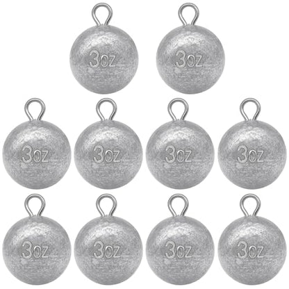 Round Fishing Sinkers 10/5pcs Cannonball Lead Weights | Assorted Sizes Egg Sinkers Saltwater Freshwater 1oz to 4oz - size: 3oz-10pcs