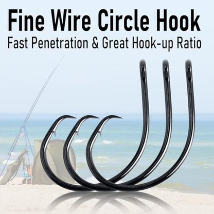 Dr.Fish 30 Pack in-line Circle Hooks 1X Strong Freshwater&Saltwater Fishing Hooks Non-Offset Wide Gap Light Wire Bass, Catfish, Striper - size: #2-30 Pack