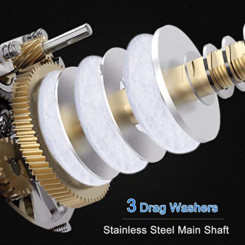 Sougayilang Baitcasting Reel, 7.0:1 Gear Ratio Super Smooth Power, 9 + 1 Shielded Ball Bearings Anti-Corrosion Baitcaster Reel Fishing Reel - color: Left Handed - 7.0:1