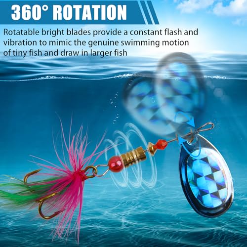 Spinner Baits Bass Lures Rooster Feather Tail Trout Lures Hard Metal Inline Spinner Bait Fishing Lure for Bass Salmon Trout - style: 30pcs Spinnerbaits Kit
