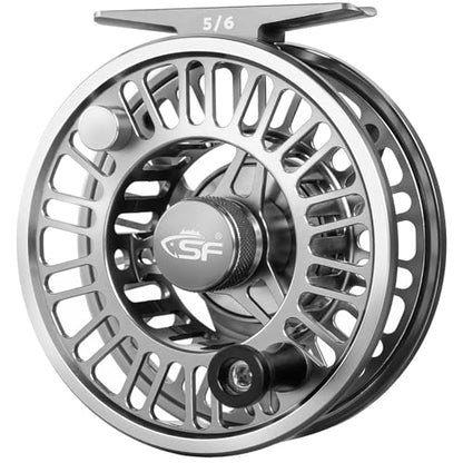 SF SF-003 Pro Fly Fishing Reel for Freshwater,CNC Precision Machining Process,Mid Arbor Design,Smooth Drag System,Lightweight Aluminum Body - size: 5/6wt, style: Gunmetal Gray