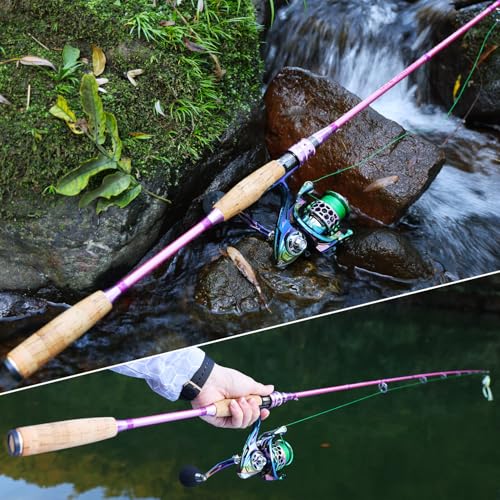 Sougayilang Spinning Rod Reel Combos,Colorful Two Pieces Spinning Pole with Smooth Strong Reel Available for Freshwater Bass Walleye Trout Fishing - size: 6.9ft/3000