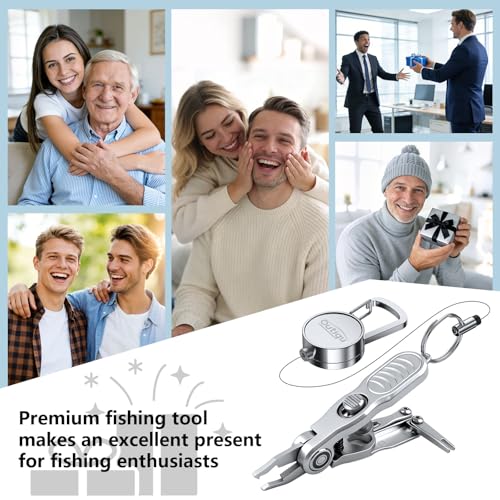 Multifunctional Fishing Line Cutters – Fly Fishing Nippers with Retractors, 420 Stainless Steel Knot Tying Tool and Braided Line Scissors Clippers, Rustproof Fishing Gear Gifts for Men