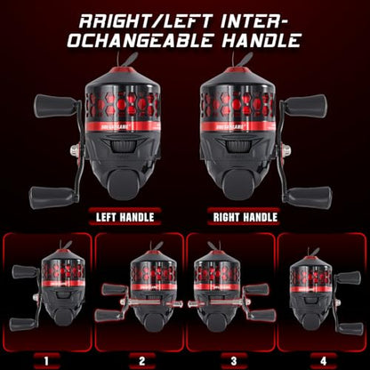Sougayilang Spincast Fishing Reel,High Speed 3.9:1 Gear Ratio,Trouble-Free Push-Button Bait Casting Design and Reversible Handle for Left/Right Retrieve,Pre-Spooled with Monofilament Line - color: Black Red Spincast Reel