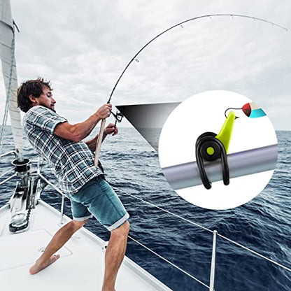Gejoy 21 Pcs Fishing Hook Holder Fishing Rod Hook Keeper with 3 Size Elastic Rubber Rings, Adjustable Spring Lure Bait Holders for Most Rods - color: Yellow
