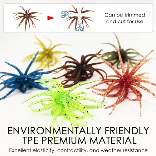 6 Pcs Soft Urchin Lures Fishing Saltwater Slow Floating Lures for Bass Trout Crappie - color: 1.97in/0.06oz