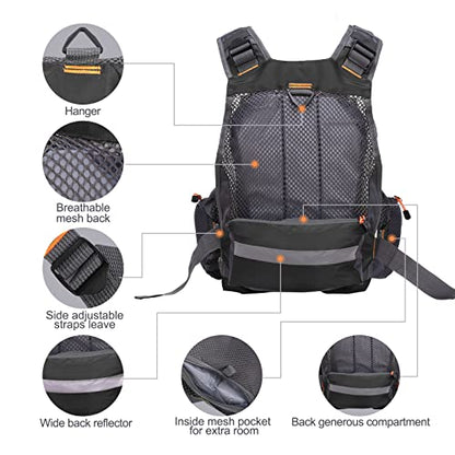 Lixada Fly Fishing Vest Fishing Jacket Breathable Polyester Mesh Design Fishing Vest - color: Black