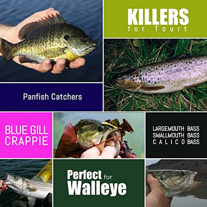 Crappie Lures Tube Lures Jigs Heads Worms Swimbaits Kit, 165, 124, 50 Pcs Pre-Rigged Crappie Jigs Tube Hooks Soft Plastic Grub Worms Baits for Bass Trout Freshwater Saltwater Fishing - color: 25 Pcs - Pre-Rigged Tube lures