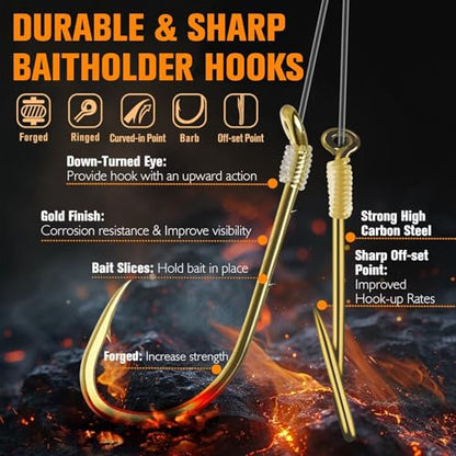 Dovesun Crawler Harness Walleye Rigs with Dual-Wing Blade, Float Walleye Spinner Rig for Slow Trolling (0.25 mph), Fluorocarbon Worm Harness, 2 Hook Walleye Fishing Rigs, 7 Pack - size: Dual #4 Baitholder Hooks