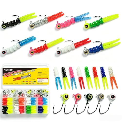 125-Piece Kit Crappie-Baits- Plastics-Jig-Heads-Kit-Shad-Minnow-Fishing-Lures-for Crappie-Panfish-Bluegill 1/32oz 1/16oz 1/8oz