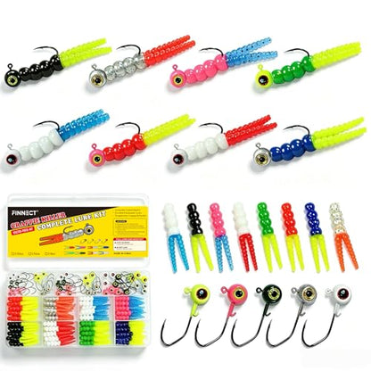 125-Piece Kit Crappie-Baits- Plastics-Jig-Heads-Kit-Shad-Minnow-Fishing-Lures-for Crappie-Panfish-Bluegill 1/32oz 1/16oz 1/8oz
