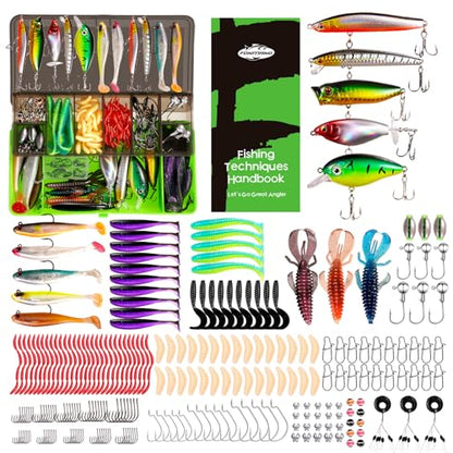 FONMANG Fishing lures-2026 New Fishing Lure kit for Bass Trout,Tackle Box with Tackle Included, Fishing Plugs,Swimbait, Minnows, Soft Baits, Hooks & Weights Accessories