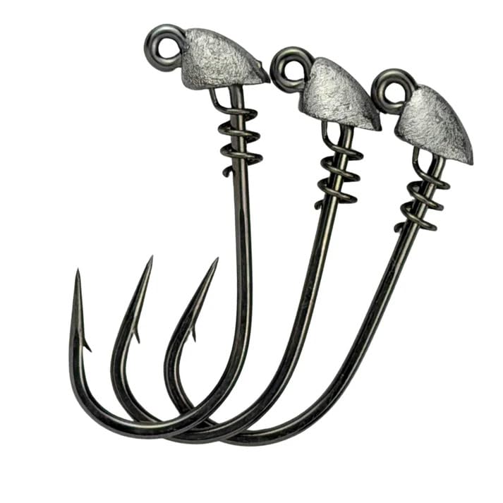 AM Fishing TX Jigheads – Premium Saltwater & Freshwater Fishing Jig Heads, Corrosion-Resistant Mustad Steel Hooks, Custom Screw Lock, 2/0 Hook Size, Multiple Weights, 3-Pack - size: 1/16oz