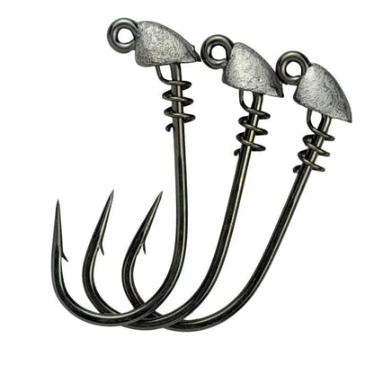 AM Fishing TX Jigheads – Premium Saltwater & Freshwater Fishing Jig Heads, Corrosion-Resistant Mustad Steel Hooks, Custom Screw Lock, 2/0 Hook Size, Multiple Weights, 3-Pack - size: 1/16oz