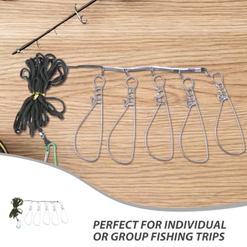 SHERCHPRY 3 Sets Stainless Steel Fish Stringer with 5lock Structure and Snap Hooks, Portable and Resistant to Saltwater Corrosion, for Bass Fishing and Individual Fishing Trips
