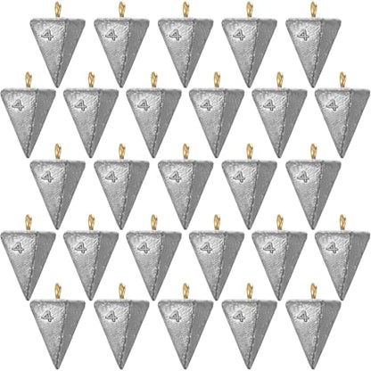 Zhanmai 27 Pieces Pyramid Fishing Weights Sinkers Triangle Rig Pyramid Sinkers for Ocean Saltwater Surf Bass Catfish Fishing Weights Casting Gear Tackle Essential - size: 4oz