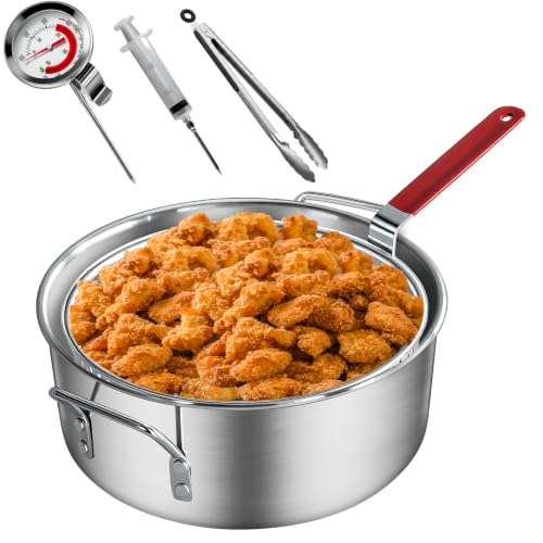 Veralune 10QT Deep Fryer Pot with Basket, Grade Outdoor Fryer | suitable for 4–6 people, perfect for seafood, chicken and French fries.