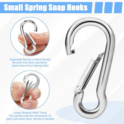Replacement Carabiner Clip Hooks for Flag Pole Rings, 4 Pcs 304 Stainless Steel Flagpole Clips Hardware Spring Snap Hook for Flags with Grommets, Keychain, Backpack, Camping, Hiking, Fishing - M5| 2"