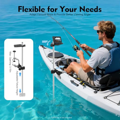 Universal Portable Transducer Bracket, Adjustable 360° Rotating Fish Finder Mount