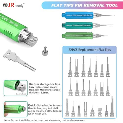 JRready ST5390 Terminal Removal Tool Kit Automotive Upgraded Depinning Tool with Replacement Tips for Delphi/Harting/TE/AMP/MOLEX/ITT/Anderson/Heavy Duty Connectors Electrical Pin Extractor 40PCS - size: 12PCS Pin Extractor+28PCS Replacement Tips