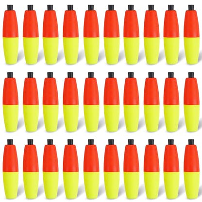 SILANON Peg Floats Fishing Bobbers,Foam Cigar Fishing Floats Bobbers Catfish Floats Slip Fishing Cork Bobbers with Pipe Plug for Catfish Santee Rig Freshwater Saltwater Fishing - size: 2 inch, style: Red-Yellow-30pcs