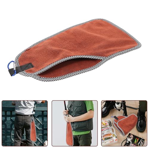 Abaodam Quick Dry Outdoor Fishing Towel with Carabiner Clip, Microfiber Hand Towel for Saltwater Fishing Gear and Boat Use, Lightweight Camping and Hiking Accessory in Khaki