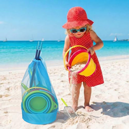 2 Pack Telescopic Kids Fishing Net with Handle, 2 Collapsible Bucket Sand Pail, Stainless Steel Foldable Fishing Net Small Fishing Butterfly Bug Net Beach Shovel with Storage Bag - color: Blue Yellow Green