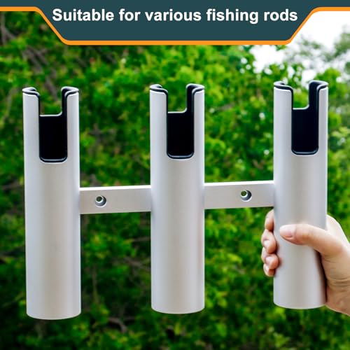 Aluminum Fishing Boat Rod Holder, 3/4 Link Tube Rod Rack, Marine Grade Aluminum Rod Mount for Boats & Yachts, Silver - color: Silver 3 Tubes Black inner