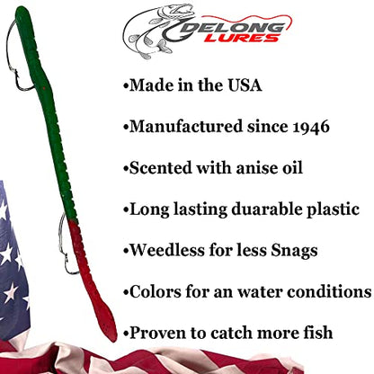 Delong Lures Fishing Lures Bass Set, 10" Pre-Rigged Weedless Swim Bait, Twister Tail Bass Fishing Lures, Extra Durable Soft Plastic Baits for Freshwater - 5 pcs Bass Baits and Lures Pack, Made in USA - color: Turbo Worm Variety