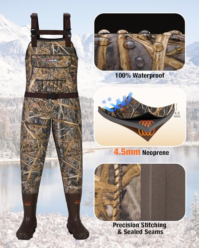 HISEA Women Waders Waterproof 400G Insulated Neoprene Chest Wader for Women - color: Next Camo, size: 9
