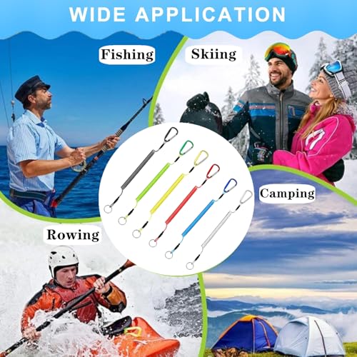 6 PCS Fishing Lanyard Retractable Safety Coiled Lanyard | heavy steel wire inside, equipped with alloy clip, sturdy for pliers and boating tools
