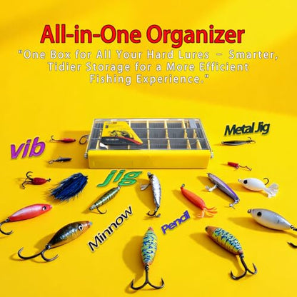 Deluxe Fishing Tackle Box, Waterproof 3600 & 3700 Terminal Tackle Trays, Organizer Includes 2 Type Dividers (3700-3 all-in-one 2 pack)
