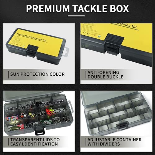 GOTOUR 128/209/240/265pcs Fishing Lures Kit with Tackle Box, All-in-1 Fishing Accessories Gear Set with Soft Lure, Minnow, Crankbait, Hooks, Sinkers, and Terminal Tackle Kit, Fishing Gifts for Men - color: C-209 pcs Standard Tackle Kit