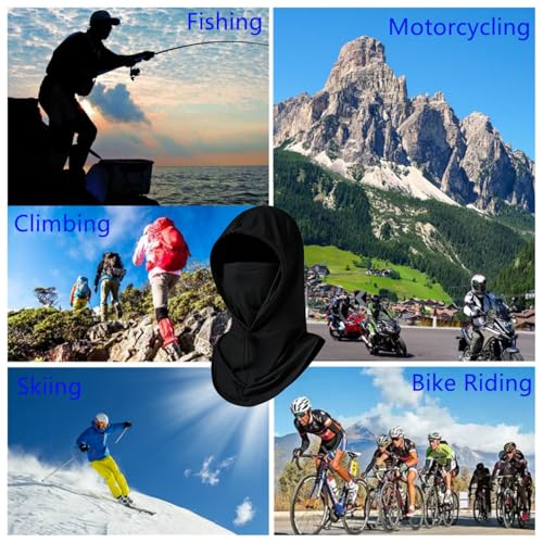 Cooling Balaclava Face Mask Sun UV Protection Hood Full Head Mask Face Cover with Breathable Holes for Cycling Fishing - color: Black