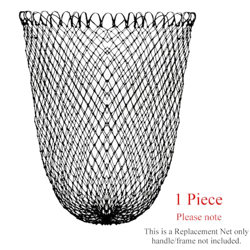 Fishing Net Replacement Foldable Trout Net Replacement Nylon Fishing Landing Mesh for Freshwater Saltwater Robust 24 Strands - color: Black, size: 15.8in dia-21.7in depth(49.5in Cir)-1P