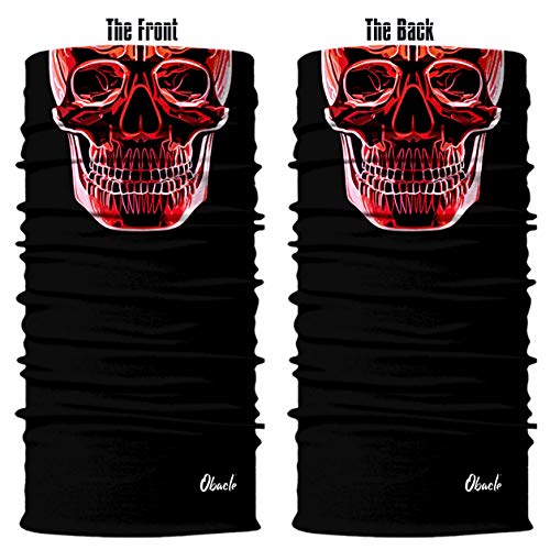 Obacle Neck Gaiter Face Mask Bandana for Dust Wind Sun Protection for Men Women - color: Red Line Skull