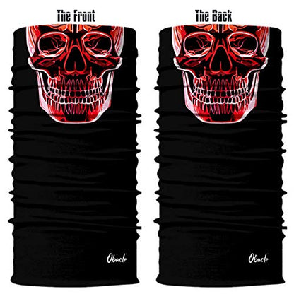 Obacle Neck Gaiter Face Mask Bandana for Dust Wind Sun Protection for Men Women - color: Red Line Skull