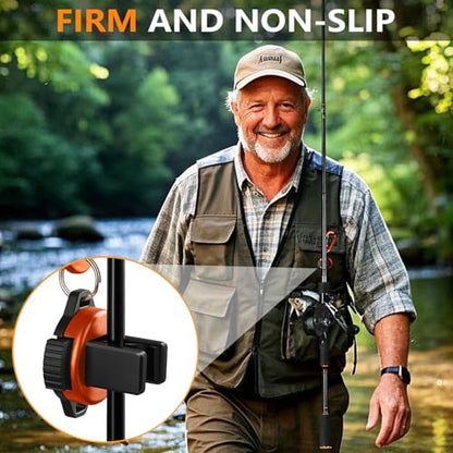 Fishing Rod Clip（Extra-Strength Version）, Wearable Fish Rod Holder， Fly Fishing Pole Holder Pole Clips Fly Fish Accessories - color: Orange