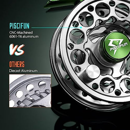 Piscifun Sword Fly Fishing Reel, CNC-Machined Aluminum Alloy Fly Reel - size: 5/6wt, style: Gray-without Line