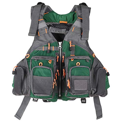 Lixada Fly Fishing Vest Fishing Jacket Breathable Polyester Mesh Design Fishing Vest - color: Dark Green