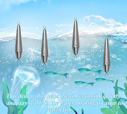 10PCS Fishing Weights, Inline Trolling Bullet Sinkers Double Ring Torpedo Fishing Weights Lead Drop Shot Fishing Weight Sinkers - 20g-50g - size: 1 oz - 10 Pack