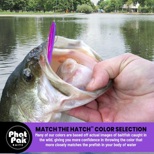 Phat Pak Baits - Slinky Worm Zoom Trick Worm Style Straight Tail Floating Worm Bass Fishing Lure 20ct 6.5" - color: PayDay
