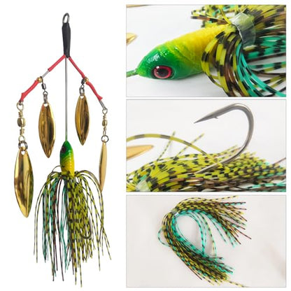 5Pcs Bass Spinner Baits, Spinner Baits for Bass Fishing Hard Metal Buzzbait High-Reflective Alabama Swimbait for Trout Salmon Pike