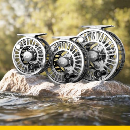 SF SF-003 Pro Fly Fishing Reel for Freshwater,CNC Precision Machining Process,Mid Arbor Design,Smooth Drag System,Lightweight Aluminum Body - size: 5/6wt, style: Gunmetal Gray