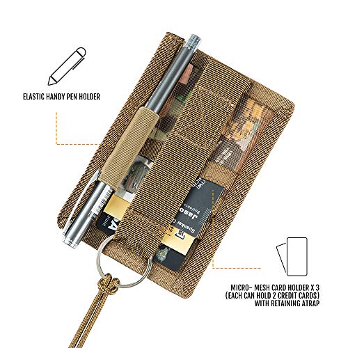 EXCELLENT ELITE SPANKER Tactical ID Card Holder Adjustable Neck Lanyard Key Ring Loop Patch Badge Holder and Credit Card Organizer (Coyote Brown) - color: Coyote Brown