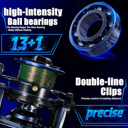 SOUGAYILANG Surf Fishing Rod and Reel Combo, Heavy 3-Piece Travel Spinning Rod with Reel for Red Drum, Striped Bass, Beach & Saltwater Fishing(9'/10'/11'/12') - color: blue, size: 9ft