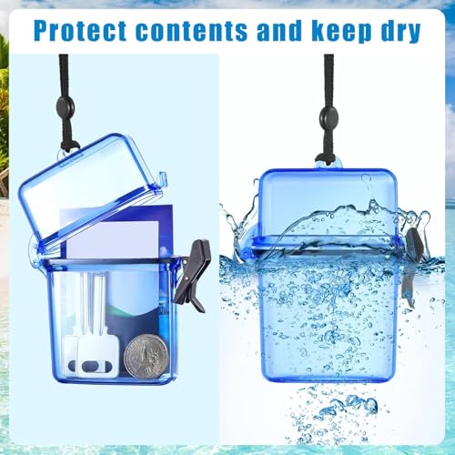 Outus 3 Pcs Waterproof ID Badge Holder Case with Waterproof Buckle 4.72 x 2.95 x 1.57 Inches Floating Sport Case Locker with Adjustable Hanging Rope Plastic Card Dry Box(Clear, Blue, Red, Classic) - color: Clear Blue Red, size: 4.72 x 2.95 x 1.57 Inch, st